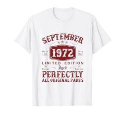 September 1972 52 Jahre Mann Deko Lustig 52. Geburtstag Mann T-Shirt von Jahrgang 1972 52. Geburtstag für Männer Frauen