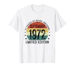 Vintage September 1972 52 Jahre Geschenk 52 Geburtstag Mann T-Shirt von Jahrgang 1972 52. Geburtstag für Männer Frauen