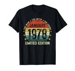 46. Geburtstag Mann Frau 46 Jahre Jahrgang Januar 1978 T-Shirt von Jahrgang 1978 46. Geburtstag für Männer Frauen