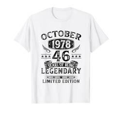 46. Geburtstag Mann Frau 46 Jahre Jahrgang Oktober 1978 T-Shirt von Jahrgang 1978 46. Geburtstag für Männer Frauen