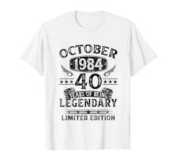 40. Geburtstag Mann Frau 40 Jahre Jahrgang Oktober 1984 T-Shirt von Jahrgang 1984 40. Geburtstag für Männer Frauen