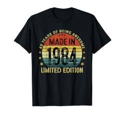 Retro 40 Jahre Made In 1984 Limited Edition 40. Geburtstag T-Shirt von Jahrgang 1984 40. Geburtstag für Männer Frauen