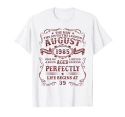 39 Jahre Lustig Geschenk Mann Mythos Legende August 1985 T-Shirt von Jahrgang 1985 39. Geburtstag für Männer Frauen
