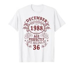 Dezember 1988 Lustige Geschenke 36 Geburtstag Mann Legende T-Shirt von Jahrgang 1988 36. Geburtstag für Männer Frauen