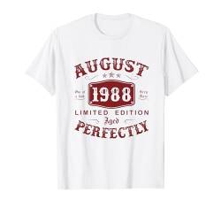 Vintage August 1988 Limited Edition 36. Geburtstag Mann T-Shirt von Jahrgang 1988 36. Geburtstag für Männer Frauen