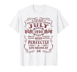 34 Jahre Lustig Geschenk Mann Mythos Legende Juli 1990 T-Shirt von Jahrgang 1990 34. Geburtstag für Männer Frauen