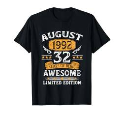 32. Geburtstag Mann Frau 32 Jahre Jahrgang August 1992 T-Shirt von Jahrgang 1992 32. Geburtstag für Männer Frauen