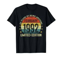 Vintage Februar 1992 Limited Edition 32. Geburtstag Mann T-Shirt von Jahrgang 1992 32. Geburtstag für Männer Frauen