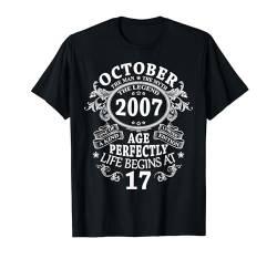 17 Jahre Lustig Deko Mann Mann Mythos Legende Oktober 2007 T-Shirt von Jahrgang 2007 17. Geburtstag Junge Mädchen