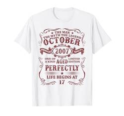 17 Jahre Lustig Geschenk Mann Mythos Legende Oktober 2007 T-Shirt von Jahrgang 2007 17. Geburtstag Junge Mädchen