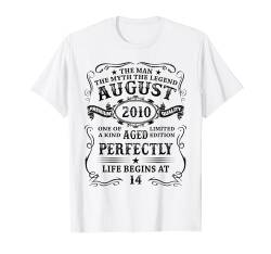 Mann Mythos Legende August 2010 14. Geburtstag Geschenk T-Shirt von Jahrgang 2010 14. Geburtstag Junge Mädchen