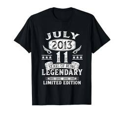 11. Geburtstag Lustig Geschenk Mann Vintage Juli 2013 T-Shirt von Jahrgang 2013 11. Geburtstag Junge Mädchen