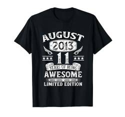 Vintage August 2013 Limited Edition 11. Geburtstag Deko T-Shirt von Jahrgang 2013 11. Geburtstag Junge Mädchen