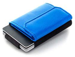 Jaimie Jacobs Minimalist Wallet Nano Boy Pocket Mini Geldbörse aus Textil mit Zugband schmaler Kartenhalter für Herren und Damen (Vegan Blau) von Jaimie Jacobs