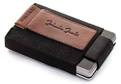 Jaimie Jacobs Nano Boy Mini Wallet, Mini Geldbörse aus Textil, Kleiner Geldbeutel, Slim Wallet mit Zugband Kartenhalter, Mini-Portmonee, Kartenetui für Herren und Damen (Dunkelbraun) von Jaimie Jacobs