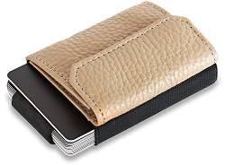 Jaimie Jacobs Nano Boy Pocket Mini Geldbörse aus Textil mit Zugband und Münzfach schmaler Kartenhalter für Herren und Damen (Genarbtes Leder Sand) von Jaimie Jacobs