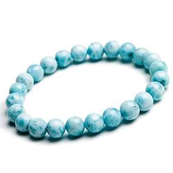 Jaipur Gems Mart Natürliche AAA Sky Larimar-Armband Stretch-Armband | 7-7,5? Larimar-Armband Edelstein-Armband Länge | Unisex-Armband | 6mm runde Form Perlen | Männer Perlen Armband von Jaipur Gems Mart