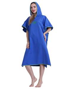 JameStyle26 Badeponcho Strandtuch Mikrofaser schnelltrockend Unisex Bademantel Poncho mit Kapuzen Duschtuch Handtuch Schwimmen Surfing Strand Tauchen Bademode (Blau, Einheitsgröße) von JameStyle26