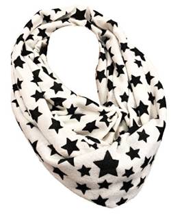 JameStyle26 STERN Kuschelschal Winter Loop Star Winter Schal Schlauchschal Rundschal (Weiß Schwarz) von JameStyle26