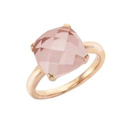 Jamelli Damen-Ring 925 Silber teilvergoldet Quarz rosa Quadratschliff Gr. 52 (16.6) - 273271070J-1-054 von Jamelli