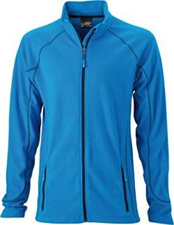 JAMES & NICHOLSON Leichte Outdoor-Fleecejacke (L, aqua/navy) von James & Nicholson