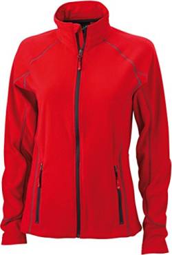 JAMES & NICHOLSON Leichte Outdoor-Fleecejacke (S, red/carbon) von James & Nicholson