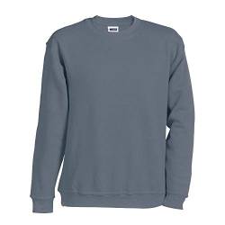 JN040 Round Sweat Heavy Sweatshirt Rundhals Pullover Übergröße, Farbe:Carbon;Größen:L von James & Nicholson