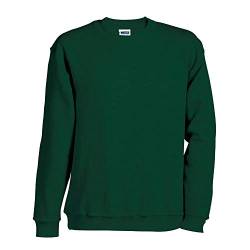 JN040 Round Sweat Heavy Sweatshirt Rundhals Pullover Übergröße, Farbe:Dark Green;Größen:M von James & Nicholson