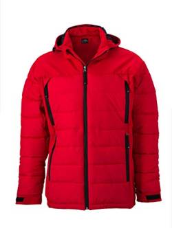 JN1050 Herren Outdoor Hybridjacke Steppjacke Winterjacke mit Kapuze M,Red von James & Nicholson