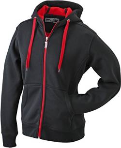 JN355 Men´s Doubleface Jacke Sweatjacke Kapuze Sweatshirt, Farbe:Black-Red;Herrengrößen:3XL von James & Nicholson