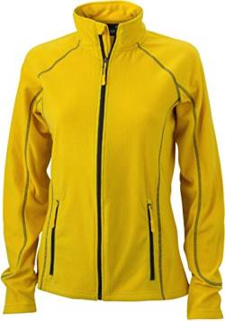JN596 Ladies' Structure Fleece Jacket Leichte Outdoor-Fleecejacke, Größe:M;Farbe:Yellow-Carbon von James & Nicholson