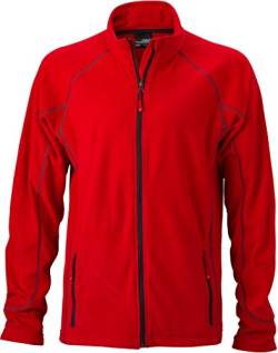 JN597 Men's Structure Fleece Jacket Leichte Outdoor-Fleecejacke, Größe:XL;Farbe:Red-Carbon von James & Nicholson