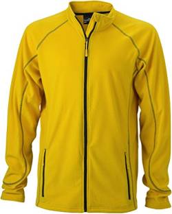 JN597 Men's Structure Fleece Jacket Leichte Outdoor-Fleecejacke, Größe:XXL;Farbe:Yellow-Carbon von James & Nicholson