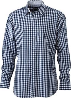 JN617 Langarm Popeline-Hemd Oberhemd Herrenhemd bügelleicht kariert, Größe:XXL;Farbe:Red-White von James & Nicholson