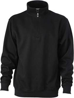 James+Nicholson Herren Sweatshirt Half Zip Sweater Schwarz Black XL von James & Nicholson