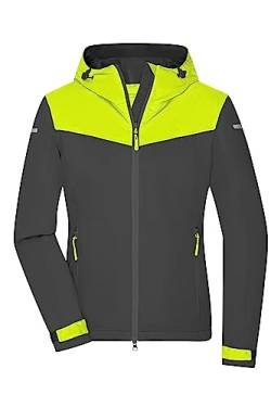 James & Nicholson Damen Allwetter Softshell-Jacke - Funktionelle Softshell-Jacke aus recyceltem Polyester für alle Wetterbedingungen | Farbe: carbon/bright-yellow/carbon | Grösse: XL von James & Nicholson