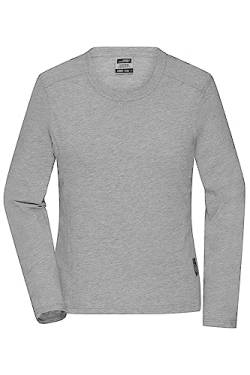 James & Nicholson Damen Bio Workwear Longsleeve Shirt - Pflegeleichtes und leicht-tailliertes Shirt aus Bio-Baumwolle | Farbe: Grey-Heather | Grösse: S von James & Nicholson