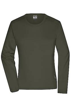 James & Nicholson Damen Bio Workwear Longsleeve Shirt - Pflegeleichtes und leicht-tailliertes Shirt aus Bio-Baumwolle | Farbe: Olive | Grösse: S von James & Nicholson