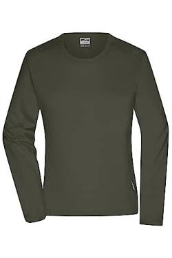 James & Nicholson Damen Bio Workwear Longsleeve Shirt - Pflegeleichtes und leicht-tailliertes Shirt aus Bio-Baumwolle | Farbe: Olive | Grösse: XL von James & Nicholson