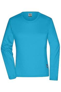 James & Nicholson Damen Bio Workwear Longsleeve Shirt - Pflegeleichtes und leicht-tailliertes Shirt aus Bio-Baumwolle | Farbe: Turquoise | Grösse: XL von James & Nicholson