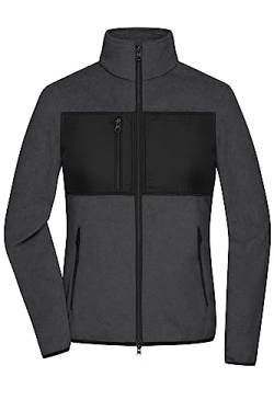 James & Nicholson Damen Fleece Jacke - Fleecejacke im Materialmix | Farbe: dark-melange/black | Grösse: XL von James & Nicholson
