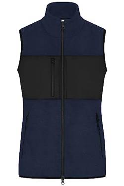 James & Nicholson Damen Fleece Weste - Fleeceweste in Materialmix | Farbe: navy/black | Grösse: XXL von James & Nicholson