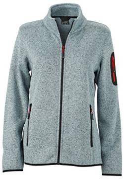 James & Nicholson Damen Jacke Jacke Knitted Fleece Jacket grau (Light-Grey-Melange/Red) XX-Large von James & Nicholson