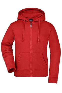 James & Nicholson Damen Kapuzen-Sweatjacke - Hochwertige Kapuzenjacke aus formbeständiger Sweatware | Farbe: red | Grösse: M von James & Nicholson