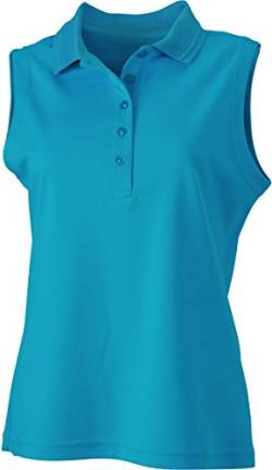 James & Nicholson Damen Ladies´Active Polo Sleeveless Poloshirt, Blau (Turquoise), 34 (Herstellergröße: S) von James & Nicholson