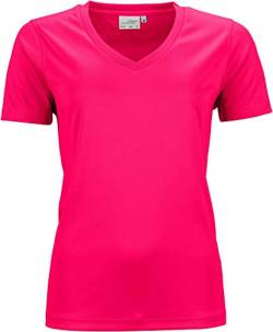 James & Nicholson Damen Ladies' Active-V T-Shirt, Rosa (Pink), 42 (Herstellergröße: XXL) von James & Nicholson