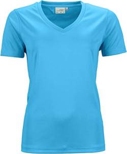 James & Nicholson Damen Ladies' Active-V T-Shirt, Türkis (Turquoise), 36 (Herstellergröße: M) von James & Nicholson