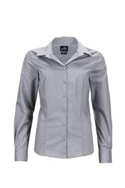 James & Nicholson Damen Ladies' Business Shirt Longsleeve Bluse, Grau (Steel), 32 (Herstellergröße: XS) von James & Nicholson