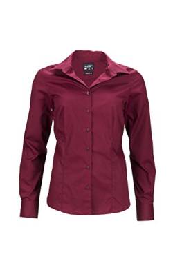 James & Nicholson Damen Ladies' Business Shirt Longsleeve Bluse, Rot (Wine), 38 (Herstellergröße: L) von James & Nicholson