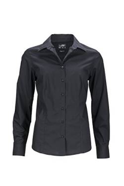 James & Nicholson Damen Ladies' Business Shirt Longsleeve Bluse, Schwarz (Black), 32 (Herstellergröße: XS) von James & Nicholson